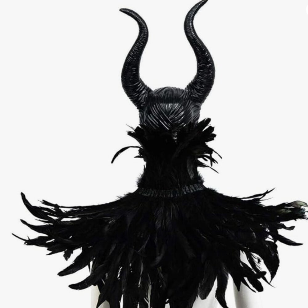 Gothic Black Feather Cape Shawl - Picture 4 of 5